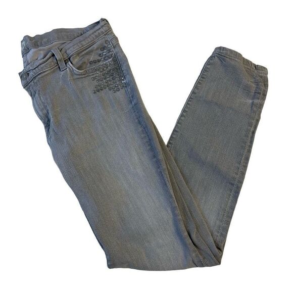 7 For All Mankind Gray Embellished Skinny Jean - Women’s 32 - Picture 1 of 9